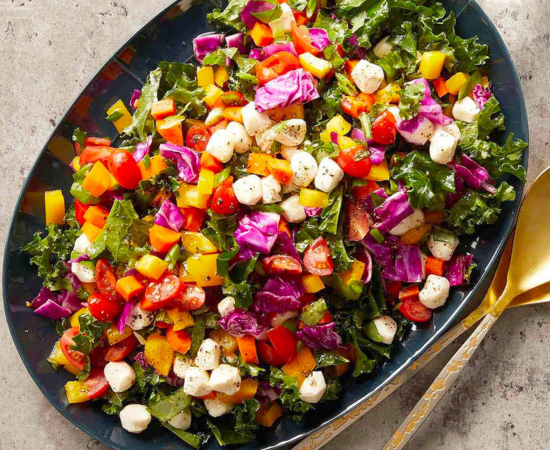 Eat-the-Rainbow Chopped Salad with Basil & Mozzarella