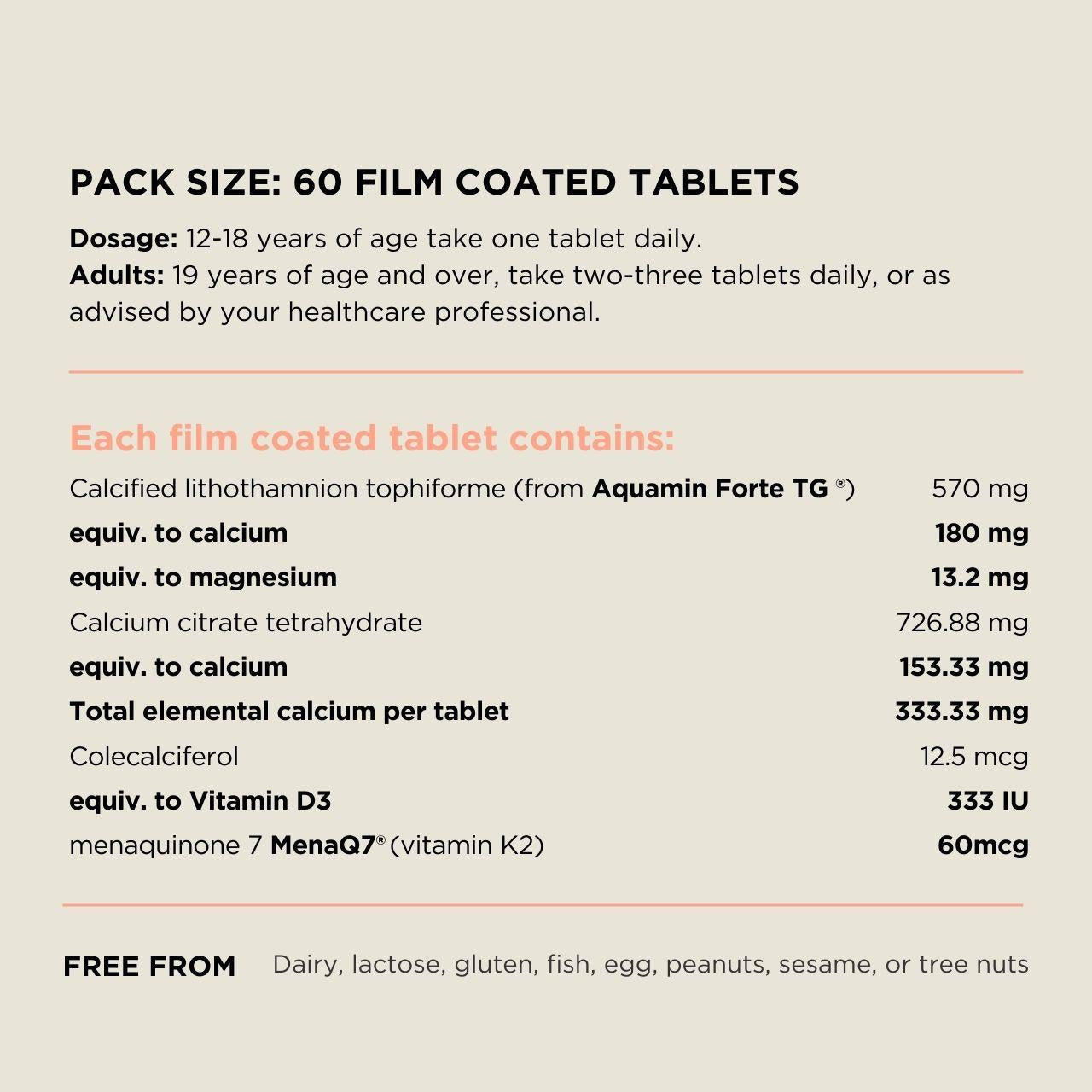 Australian NaturalCare Bio Calcium + Vitamin D3 & K2 60 tabs 