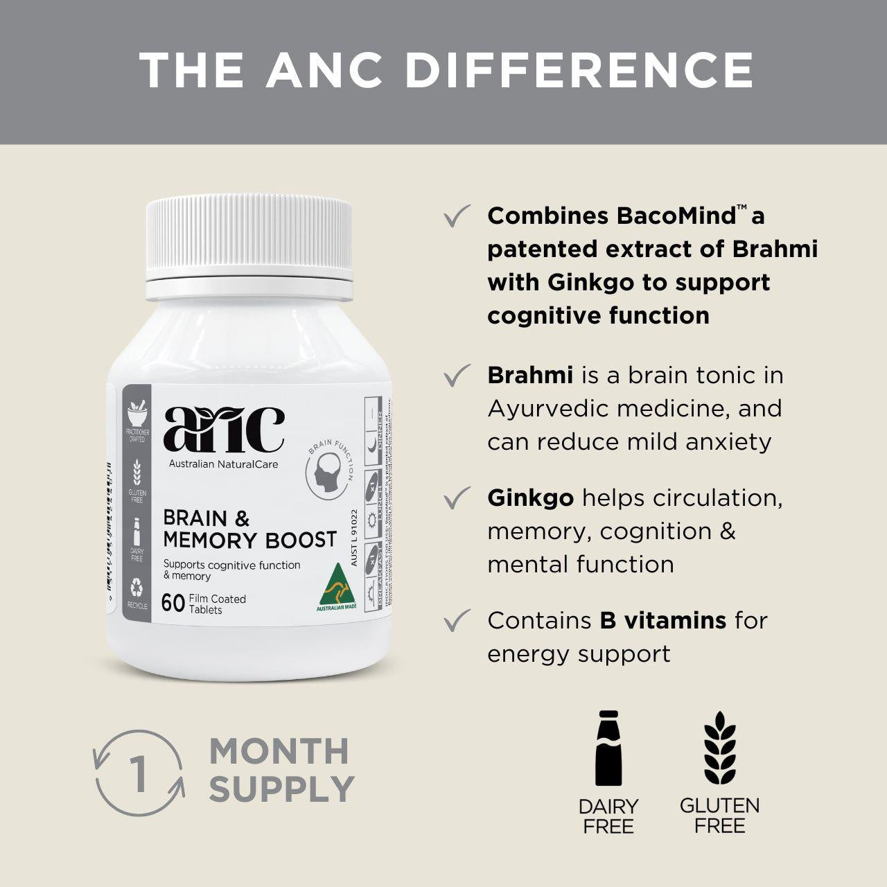 Australian NaturalCare Brain and Memory Boost 60 tabs 