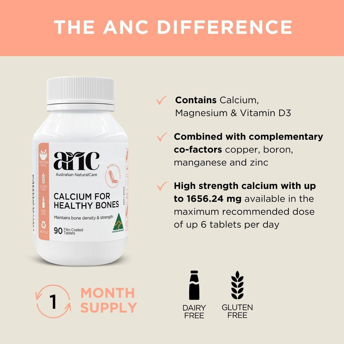 Australian NaturalCare Calcium for Healthy Bones 90 tabs 
