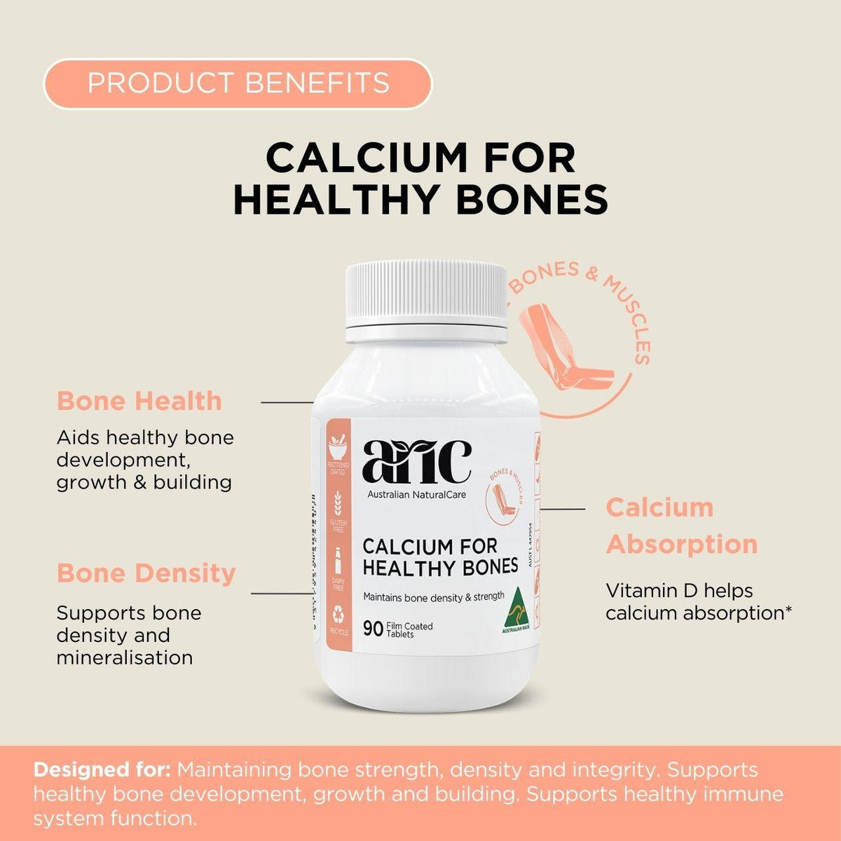 Australian NaturalCare Calcium for Healthy Bones 90 tabs 