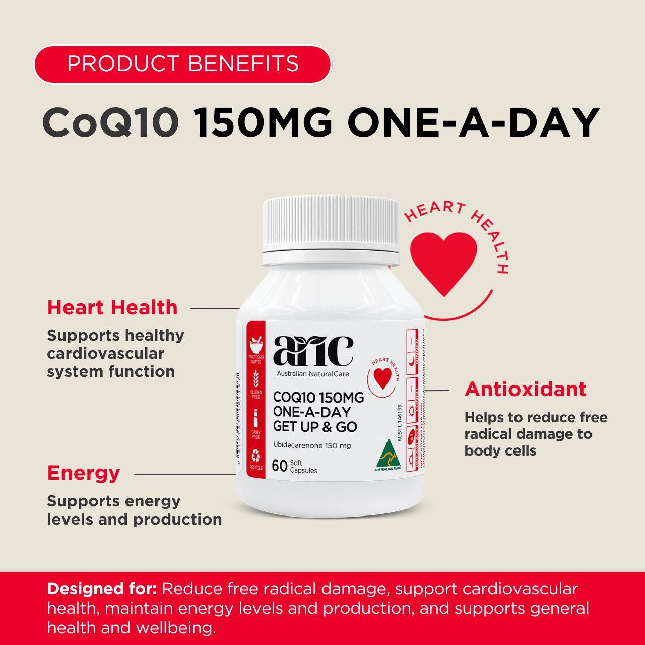 Australian NaturalCare CoQ10 150mg One-A-Day 60 caps 