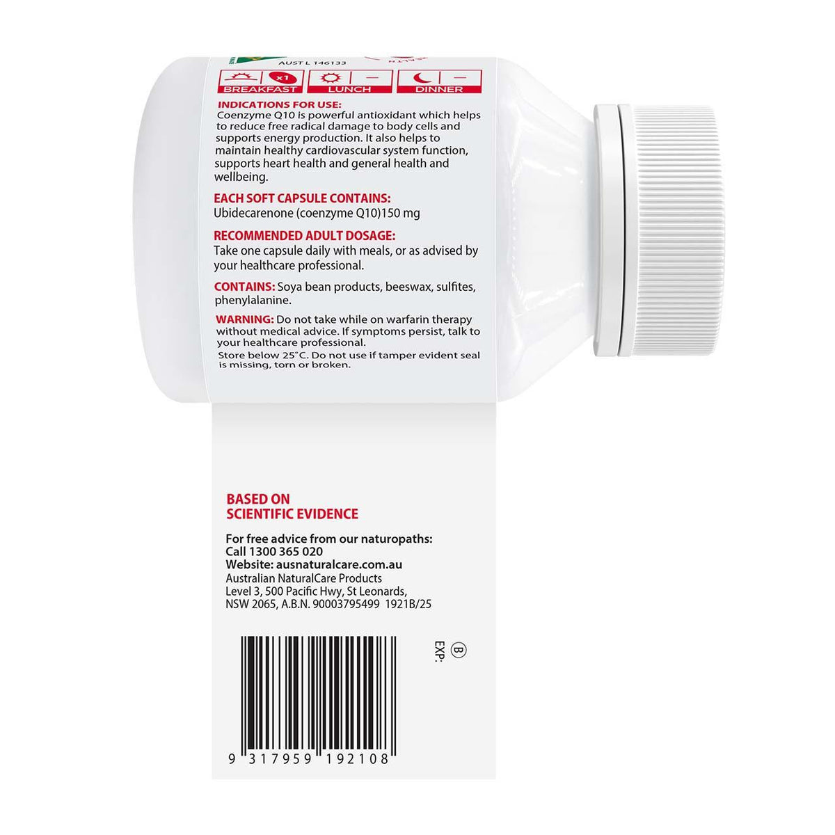 Australian NaturalCare CoQ10 150mg One-A-Day 60 caps 