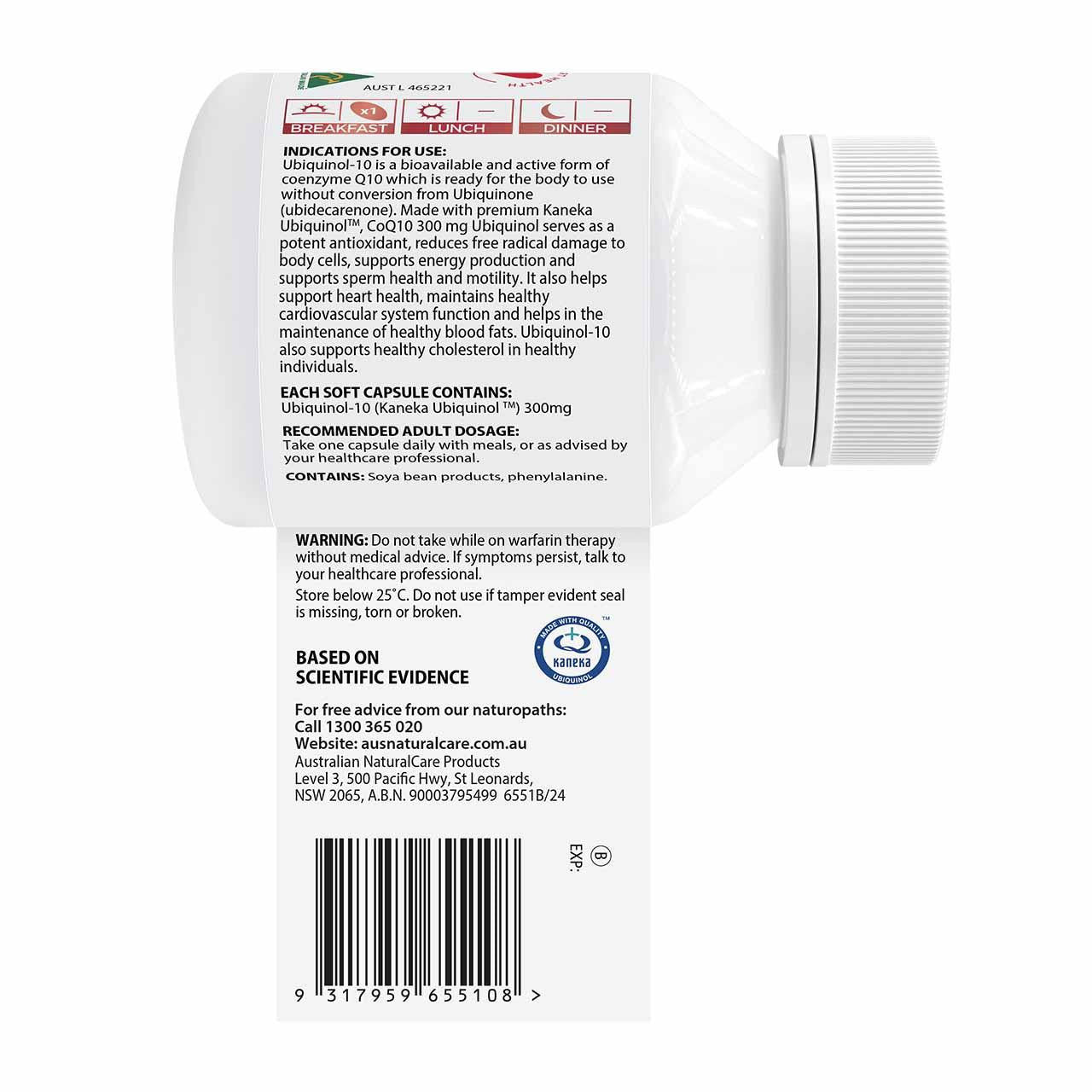Australian NaturalCare CoQ10 300MG Ubiquinol 30 caps 