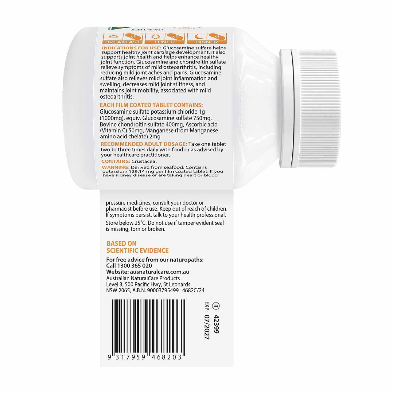 Australian NaturalCare Flexicare Glucosamine and Chondroitin 60 tabs 