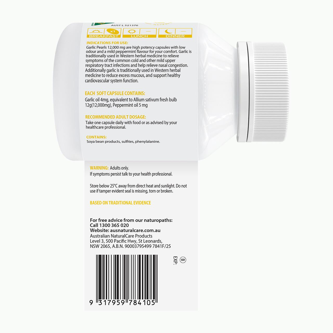 Australian NaturalCare Garlic Pearls 12,000mg 