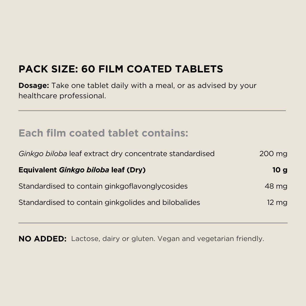 Australian NaturalCare Ginkgo 10,000mg One-A-Day 60 tabs 