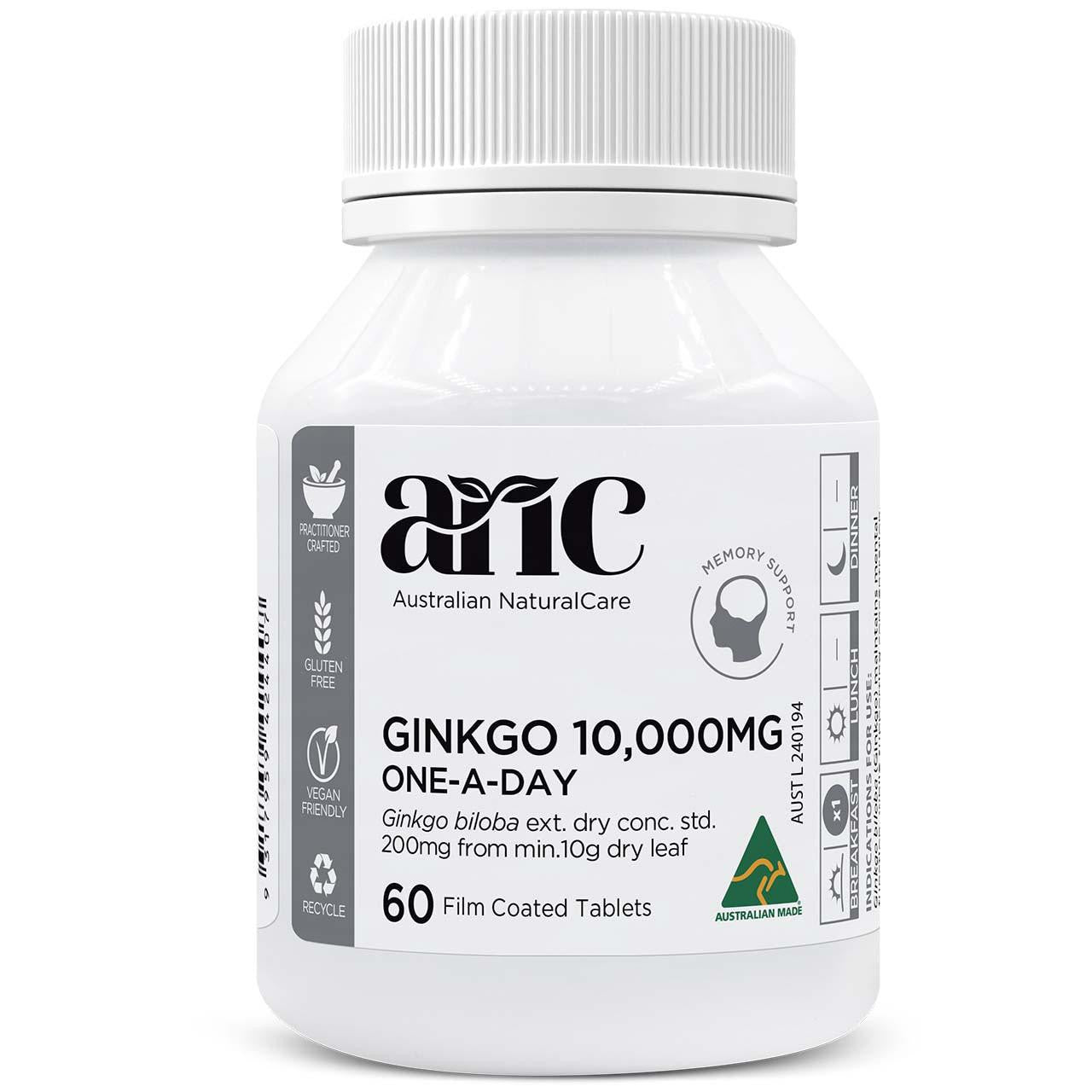 Australian NaturalCare Ginkgo 10,000mg One-A-Day 60 tabs 