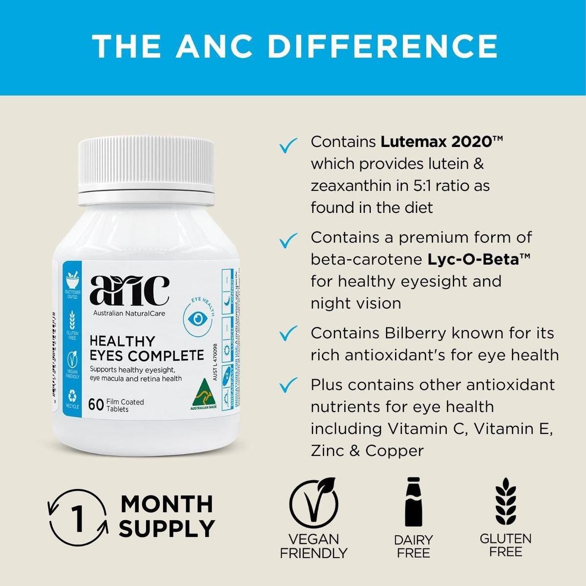 Australian NaturalCare Healthy Eyes Complete 60 tabs 