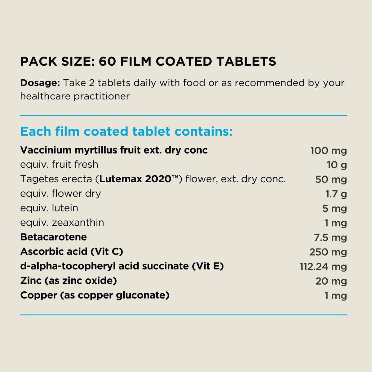Australian NaturalCare Healthy Eyes Complete 60 tabs 