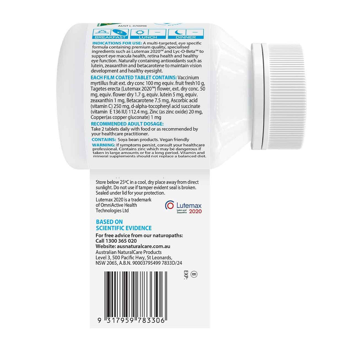 Australian NaturalCare Healthy Eyes Complete 60 tabs 