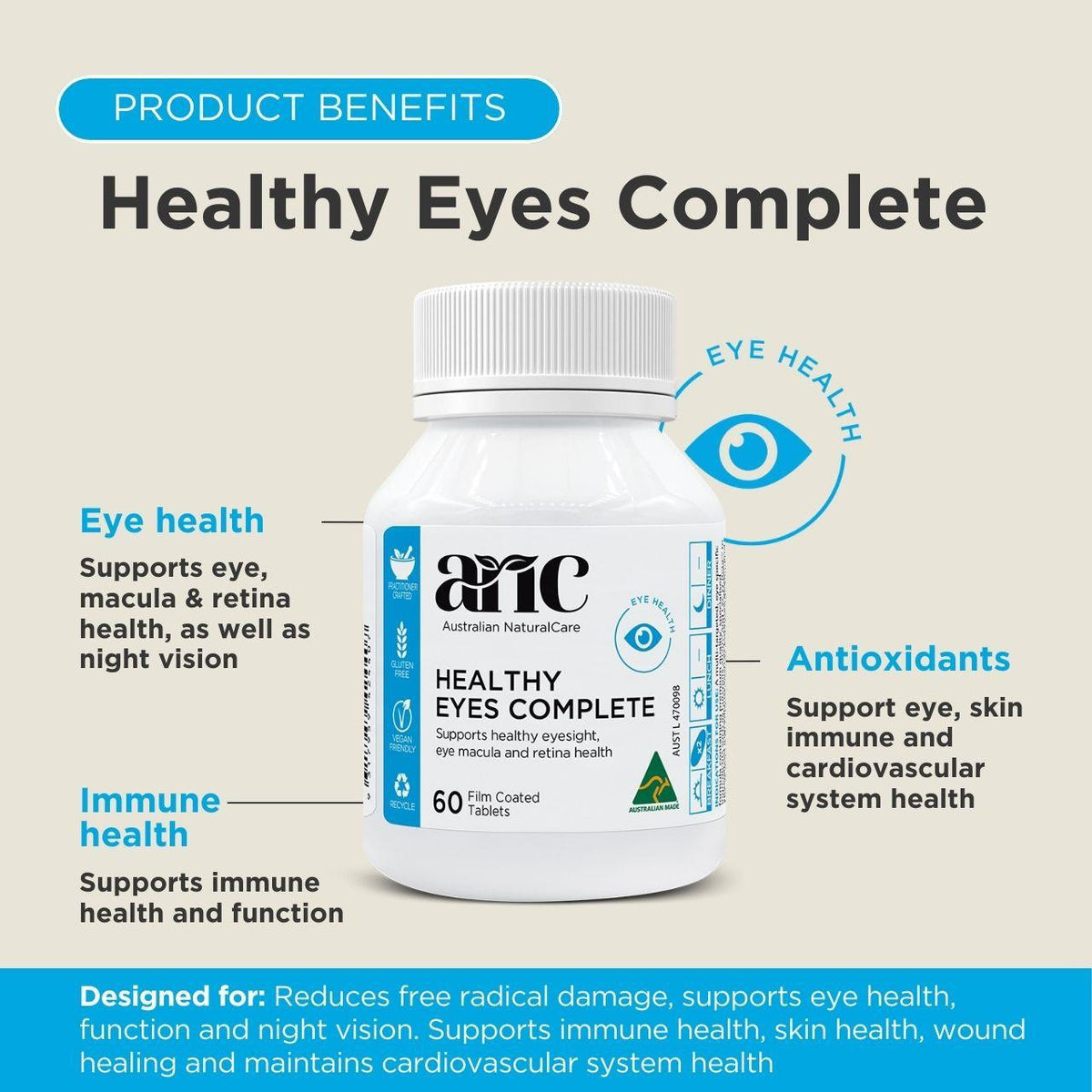 Australian NaturalCare Healthy Eyes Complete 60 tabs 