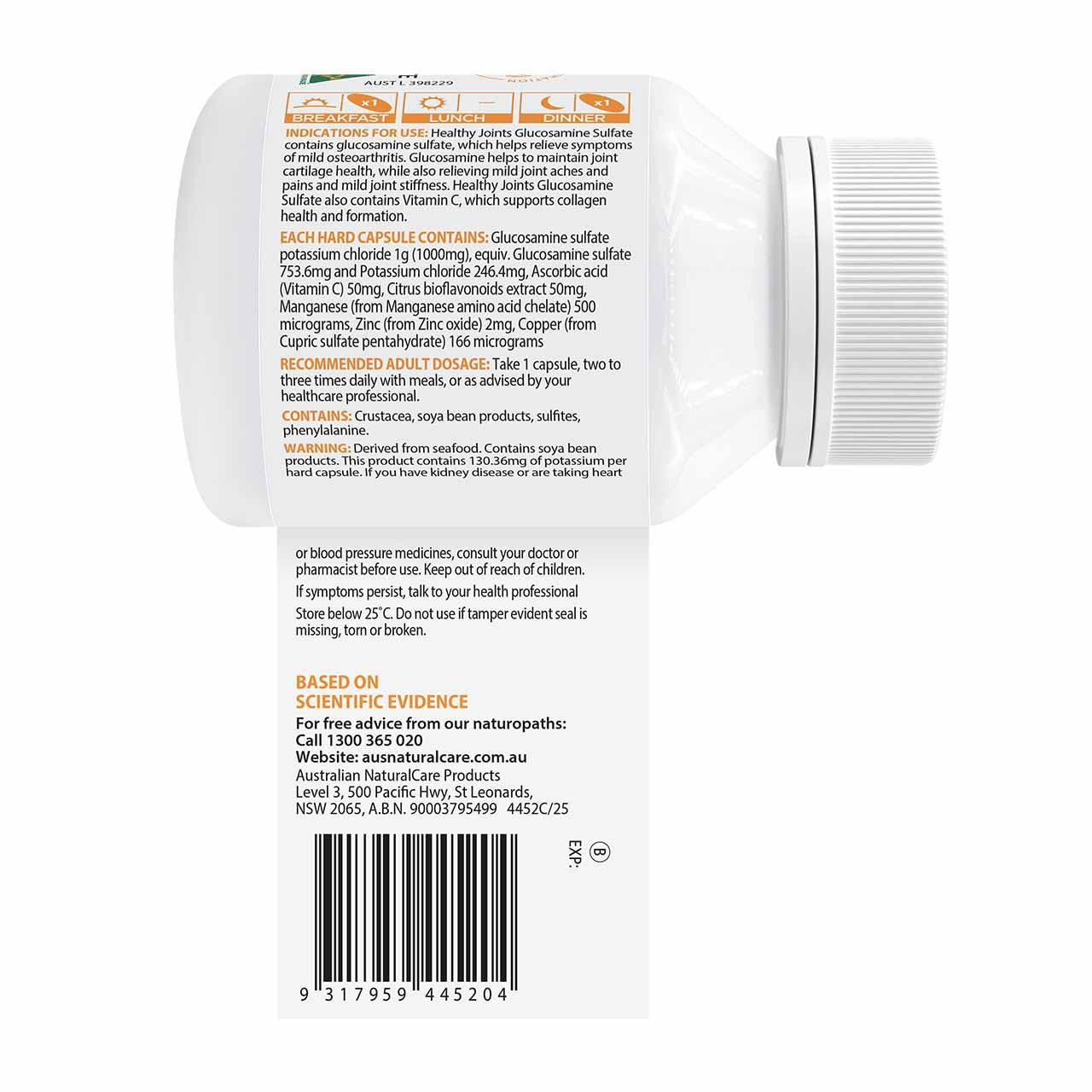 Australian NaturalCare Healthy Joints Glucosamine Sulfate 60 caps 