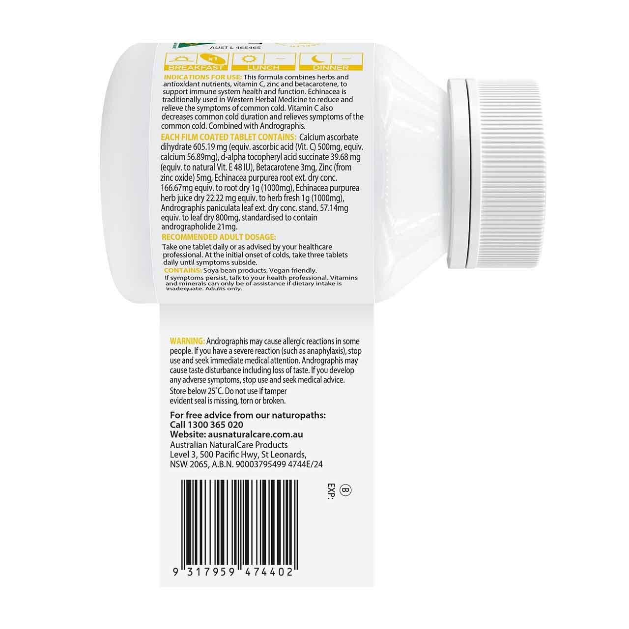 Australian NaturalCare Immune Support Echinacea Plus 60 tabs 