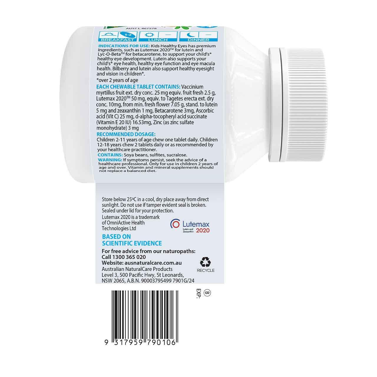 Australian NaturalCare Kids Healthy Eyes 60 tabs 