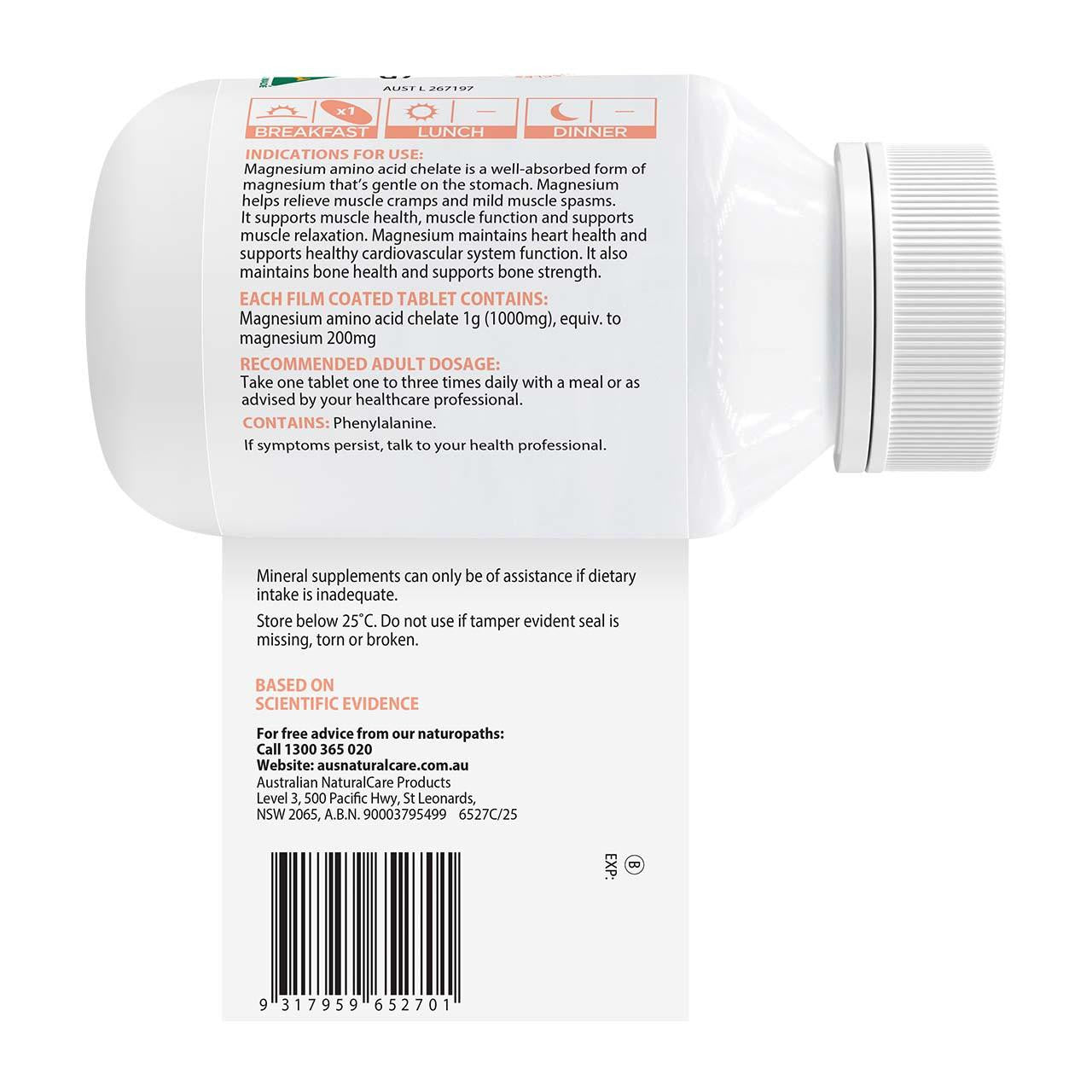 Australian NaturalCare Magnesium Chelate 1000mg 90 tabs 