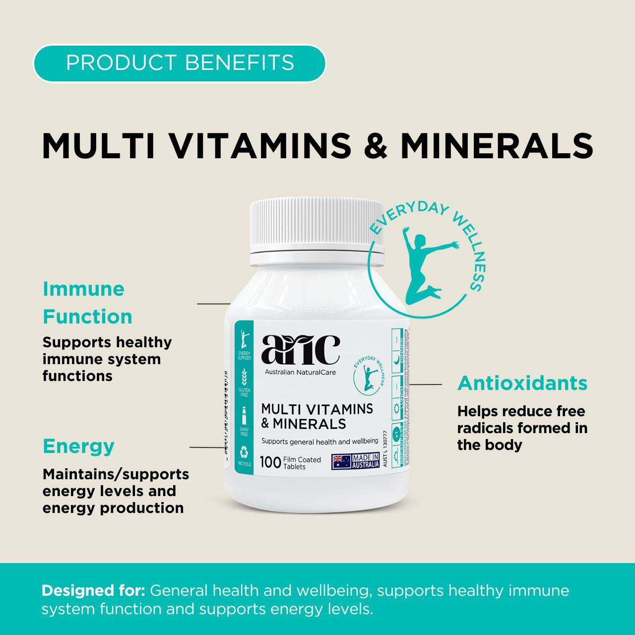 Australian NaturalCare Multi Vitamins & Minerals 100 tabs 