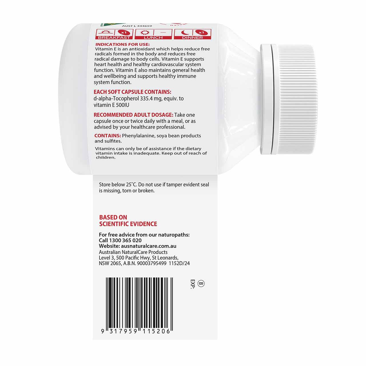 Australian NaturalCare Natural Vitamin E 500IU 90 caps