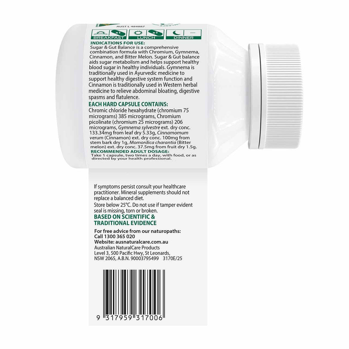 Australian NaturalCare Sugar & Gut Balance 60 caps 