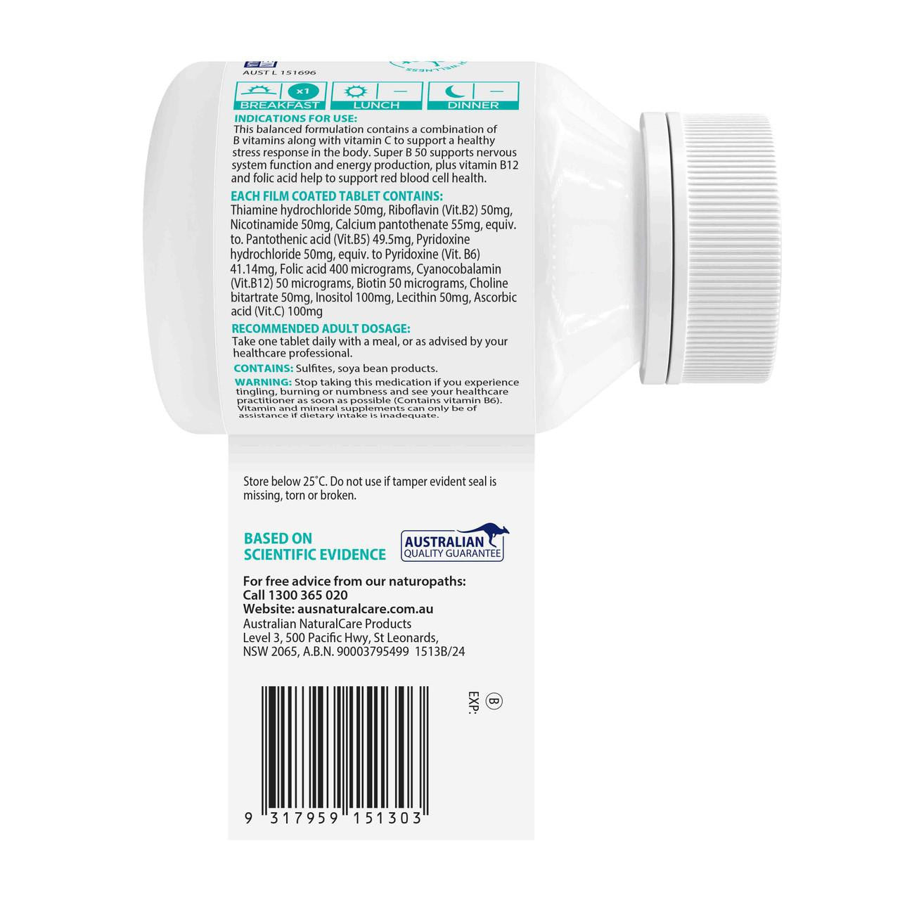 Australian NaturalCare Super B 50 120 tabs 