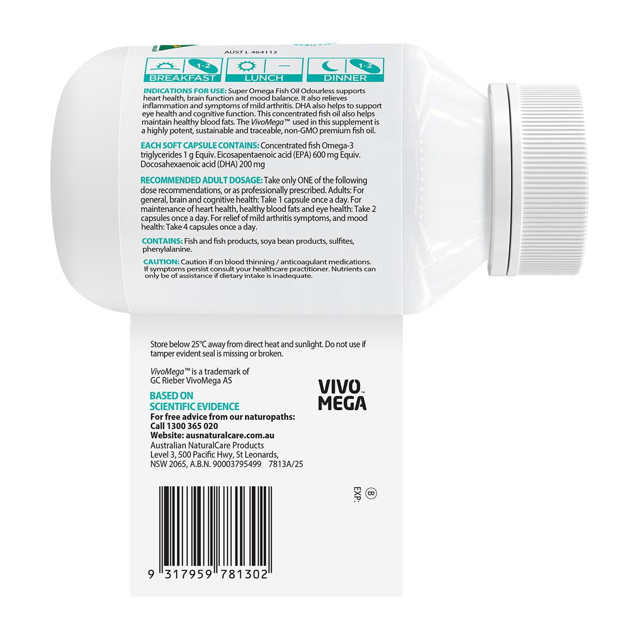 Australian NaturalCare Super Omega Fish Oil Odourless 90 caps 