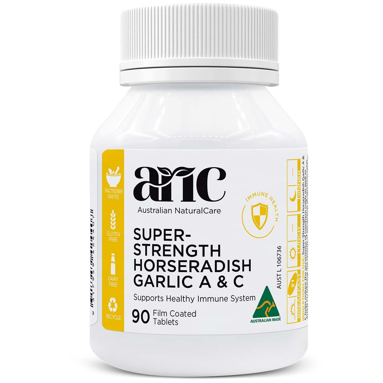 Australian NaturalCare Super-Strength Horseradish Garlic A & C 90 tabs 