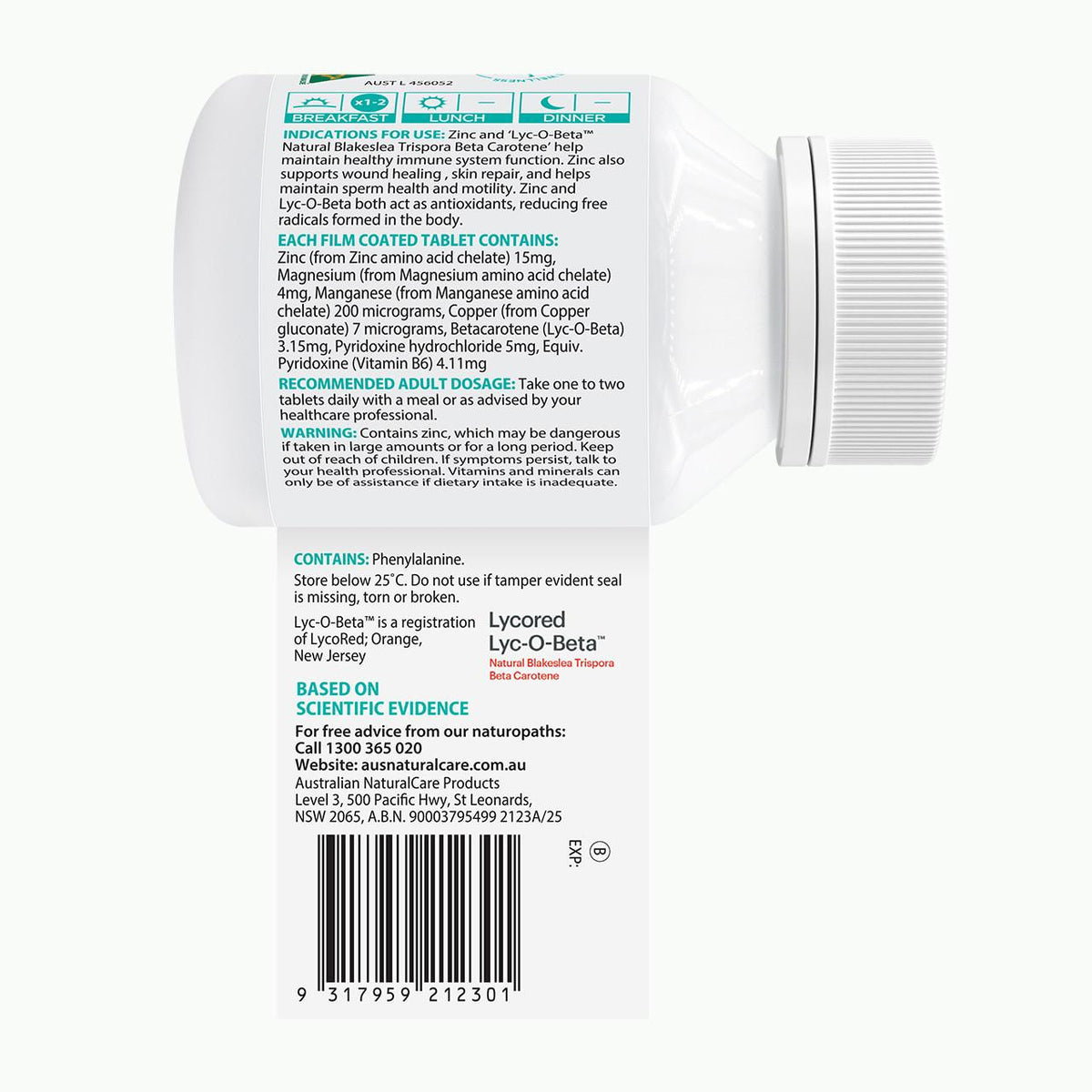 Australian NaturalCare Zinc + 90 tabs 