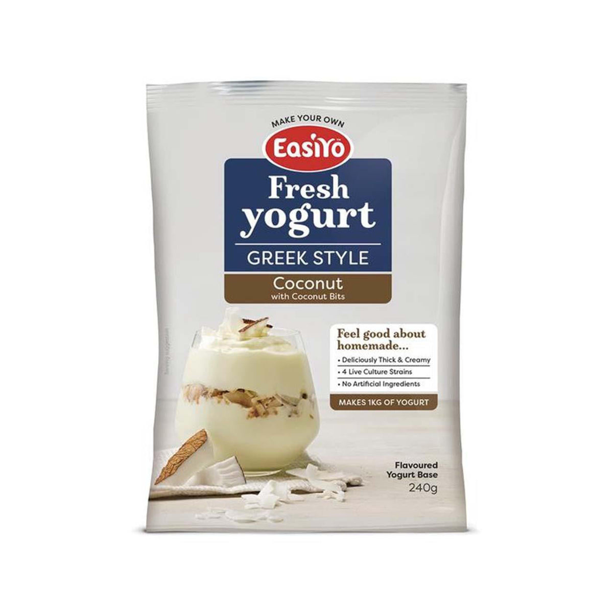 EasiYo Greek-Style Coconut Yogurt Base With Coconut Bits 8 Pack
