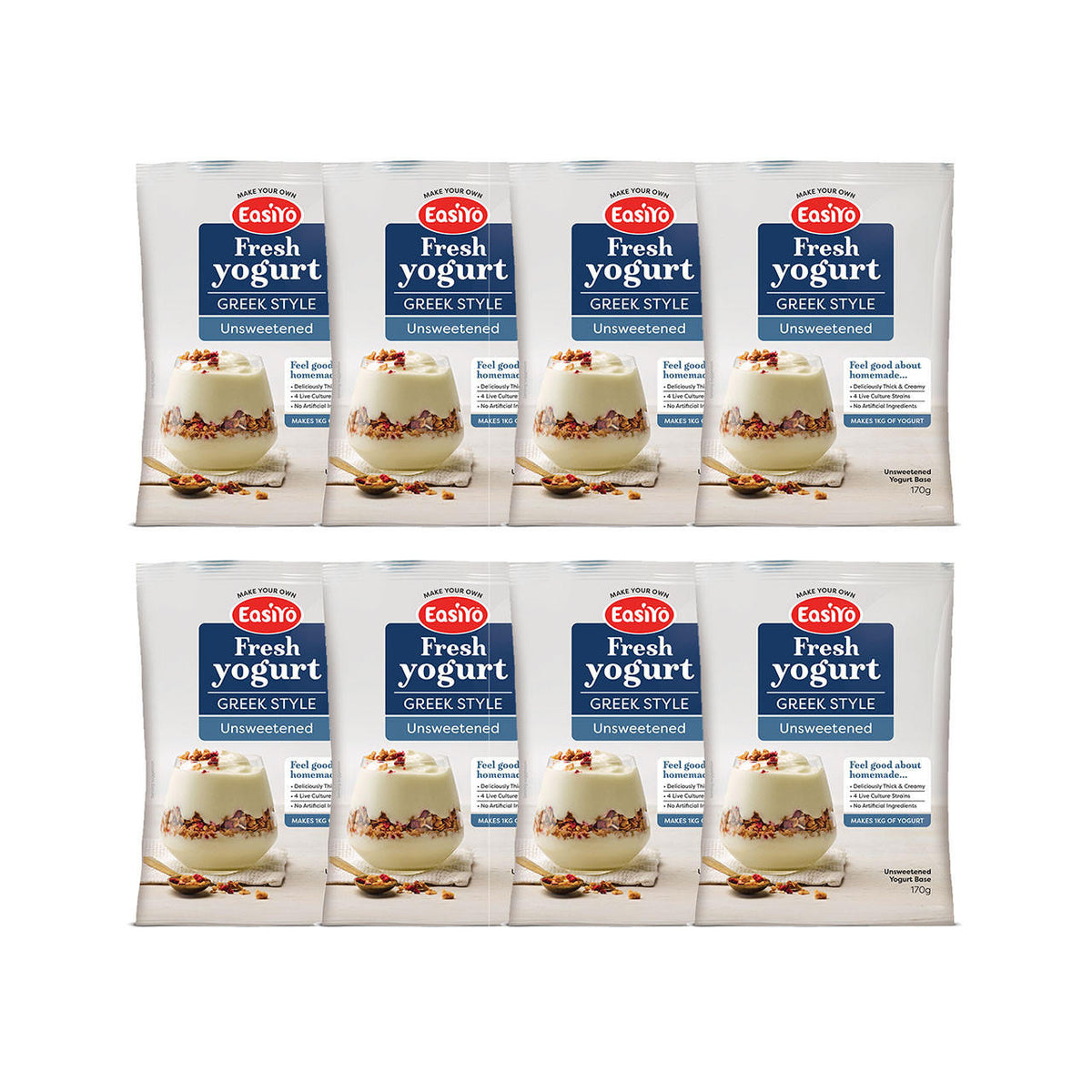 EasiYo Wellbeing Range Greek-Style Unsweetened Yogurt Base 8 Pack