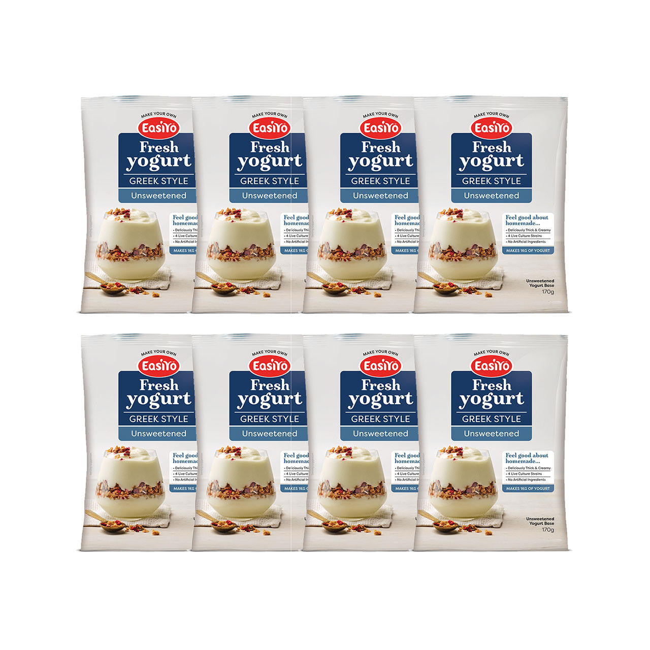 EasiYo Wellbeing Range Greek-Style Unsweetened Yogurt Base 8 Pack